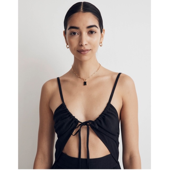 Madewell Tie-front Cut-out Cami Midi Dress NWT - Picture 3 of 5